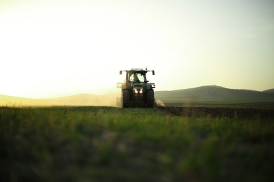 Tractor in grass field
