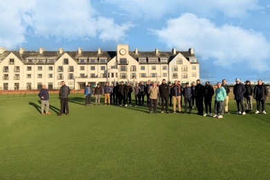 People gathered on Carnoustie Golf Course